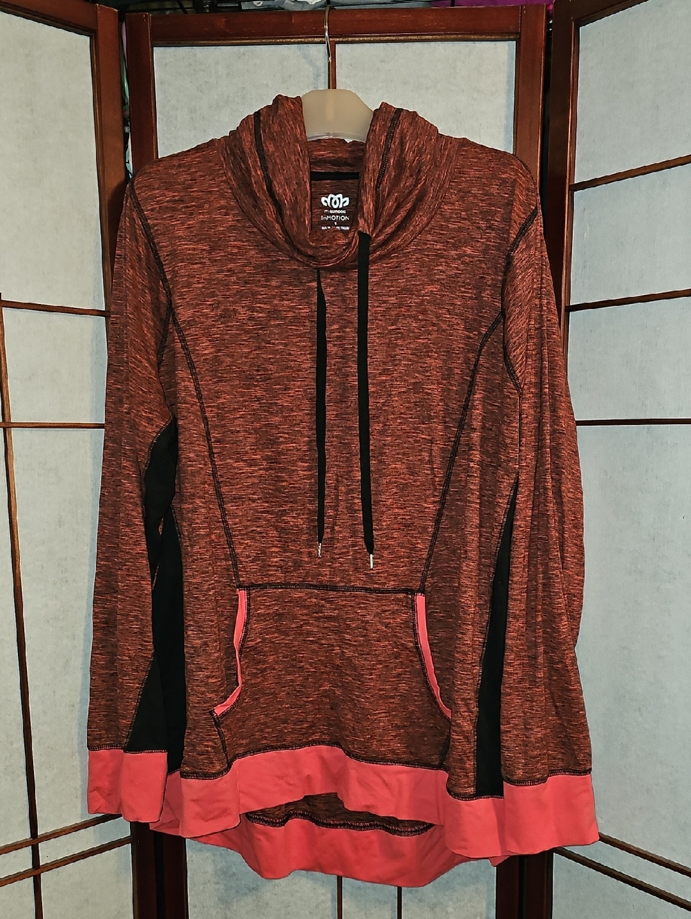 Maurices Marled Rust Hoodie with Pink Accents